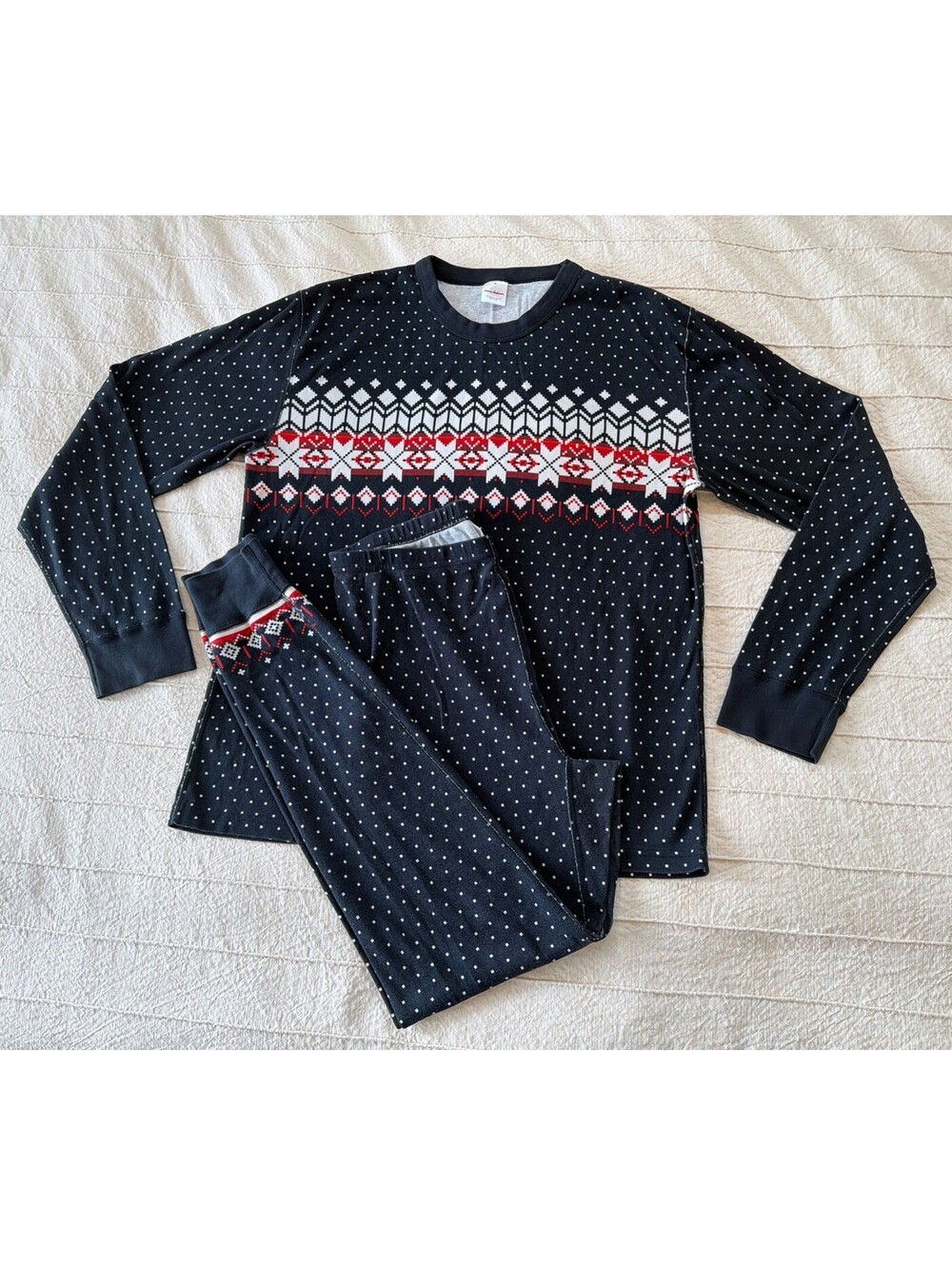 Hanna Andersson Fair Isle Long John Pajama Set Adult Unisex XL Organic Cotton